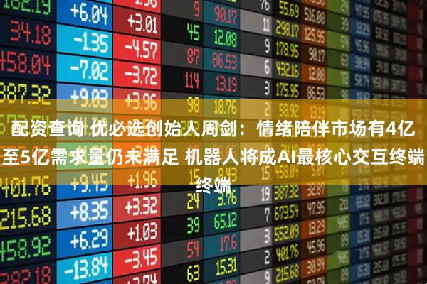 配资查询 优必选创始人周剑：情绪陪伴市场有4亿至5亿需求量仍未满足 机器人将成AI最核心交互终端